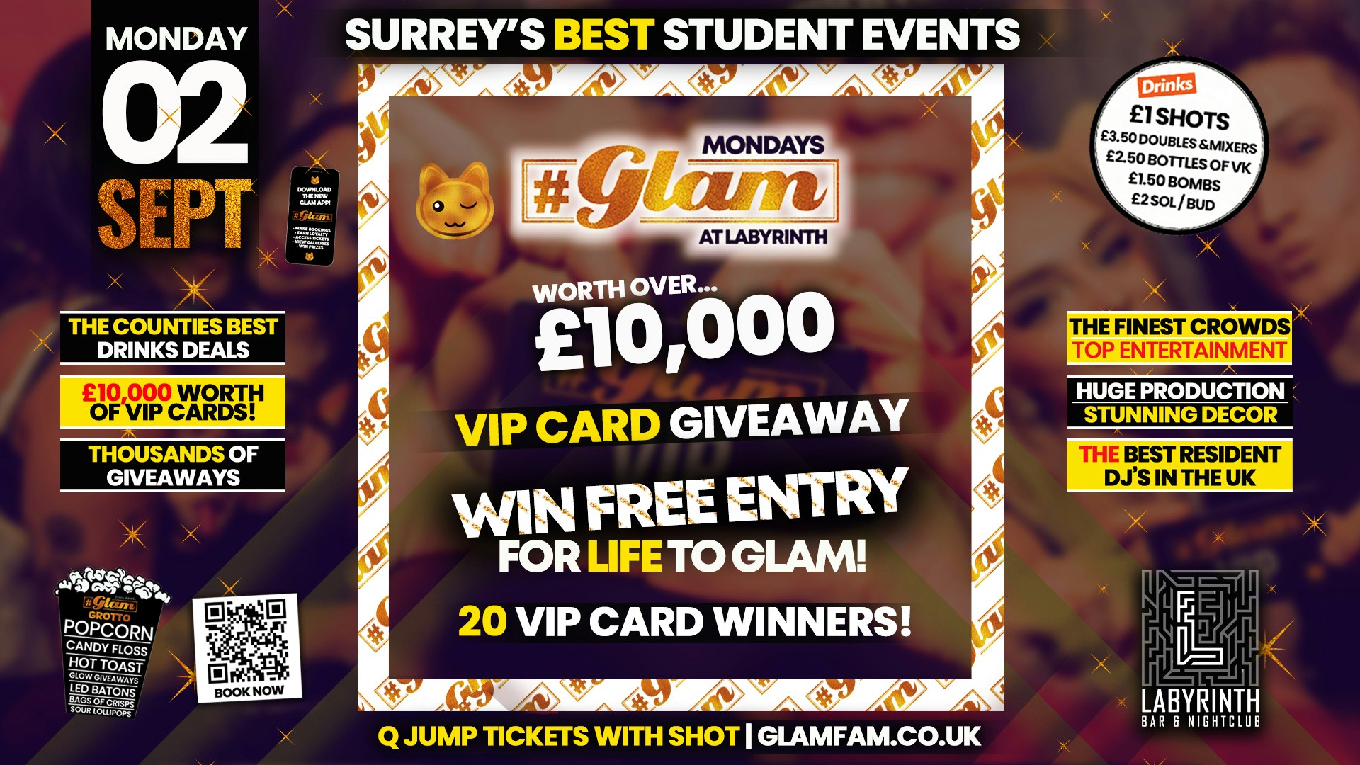 Glam – 💳 VIP CARD GIVEAWAY 💳  – Surrey’s Wildest Student Events! Mondays at Labs 😻