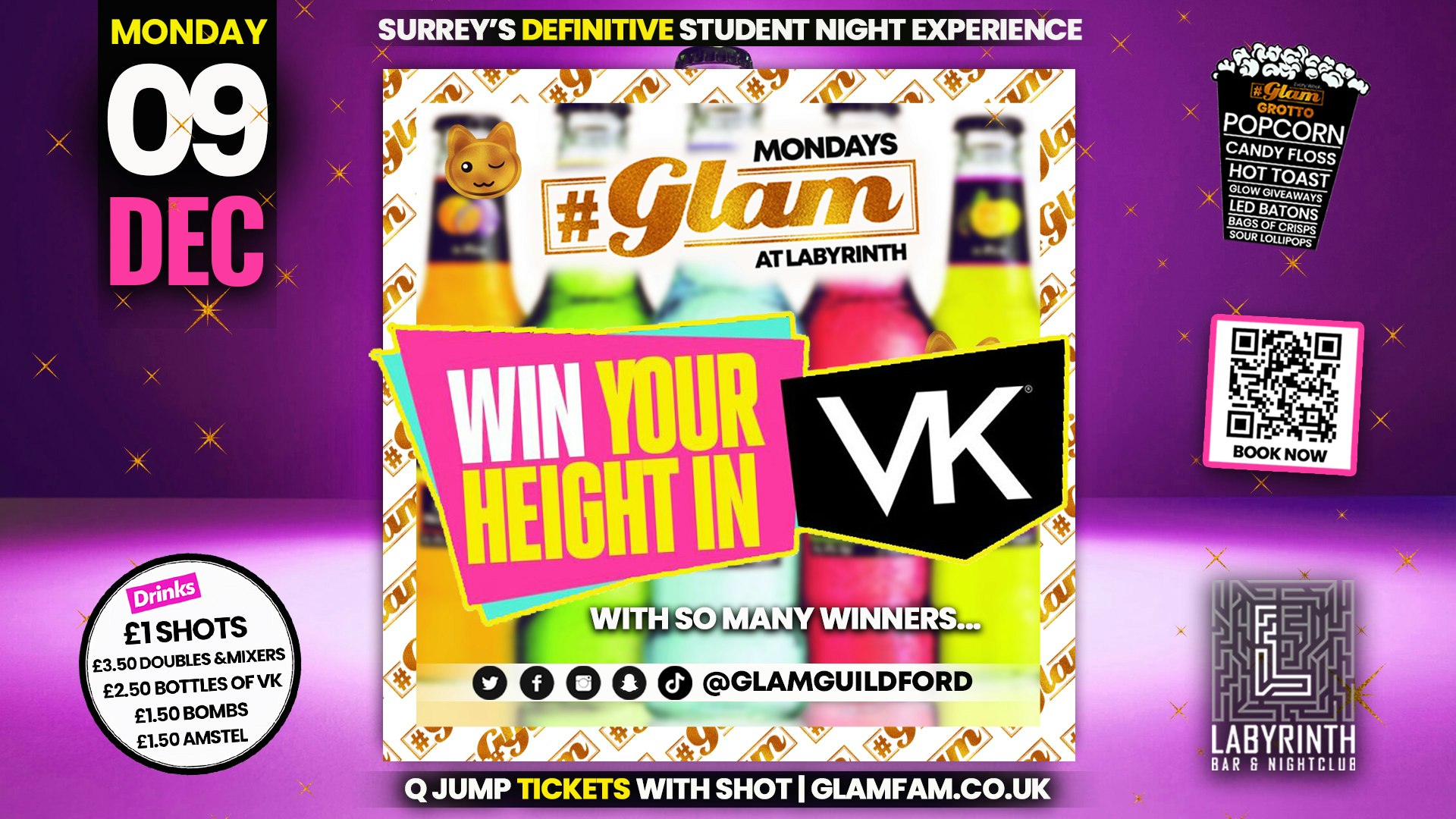 Glam – 😲 WIN YOUR HEIGHT IN VK!! 😲 Surrey’s Wildest Student Events! Mondays at Labs 😻