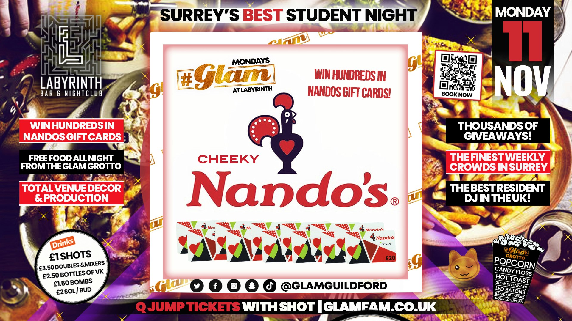 Glam – 😋 NANDOS TAKEOVER! 😋 Surrey’s Wildest Student Events! Mondays at Labs 😻