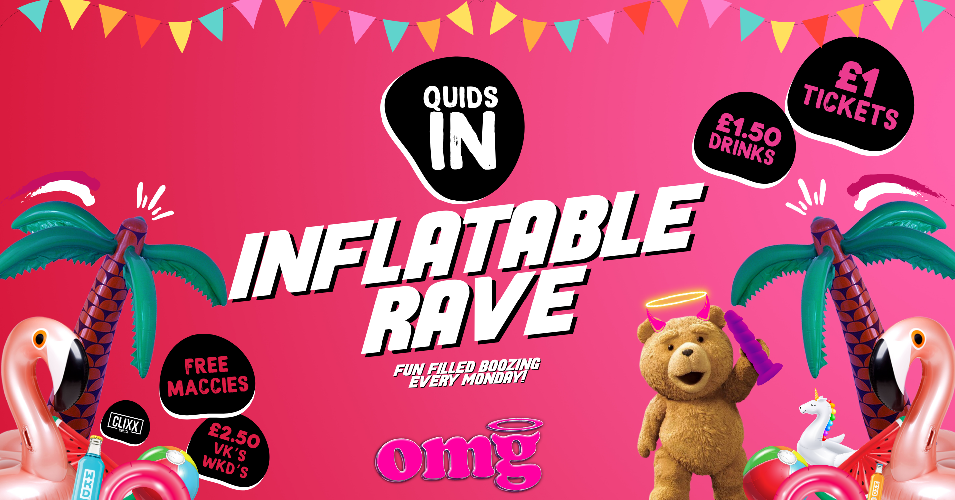 QUIDS IN 🐻 Inflatable Rave – The grand reopening @OMG
