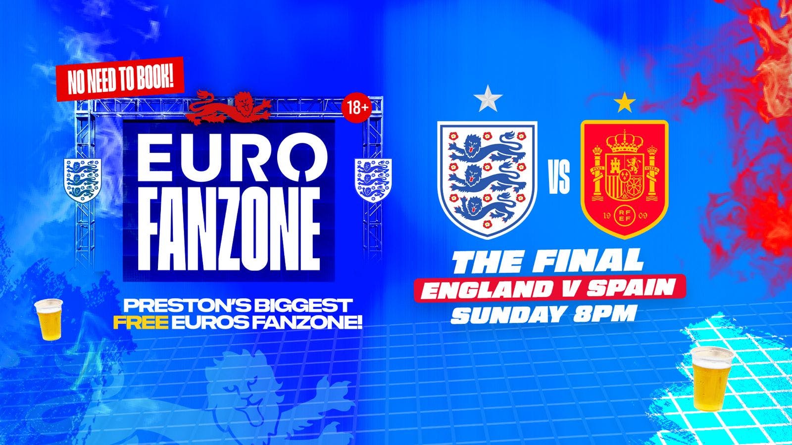 Preston's Free Euro Fanzone ⚽️ FINAL!! England vs Spain at The Roper ...