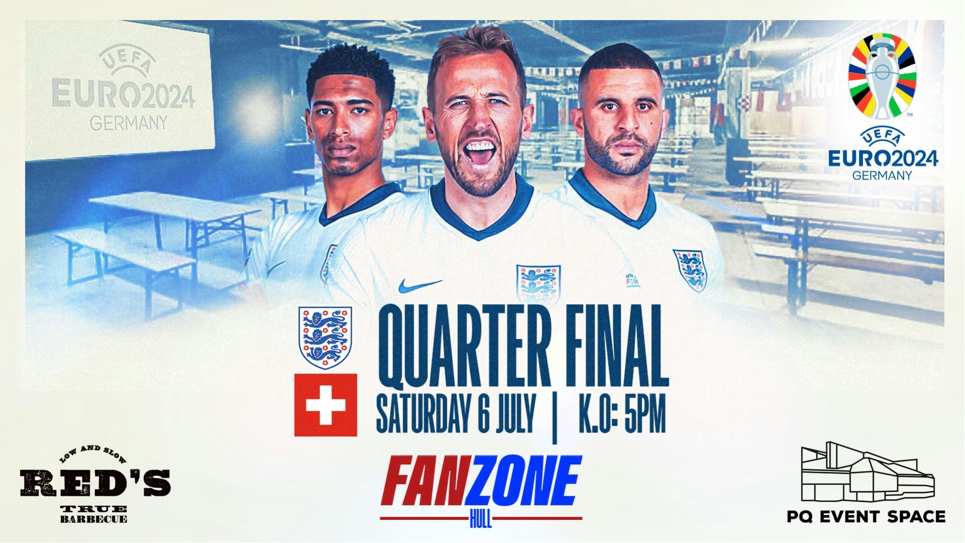 ENGLAND VS SWITZERLAND – Quarter Finals- EURO 2024 FANZONE HULL