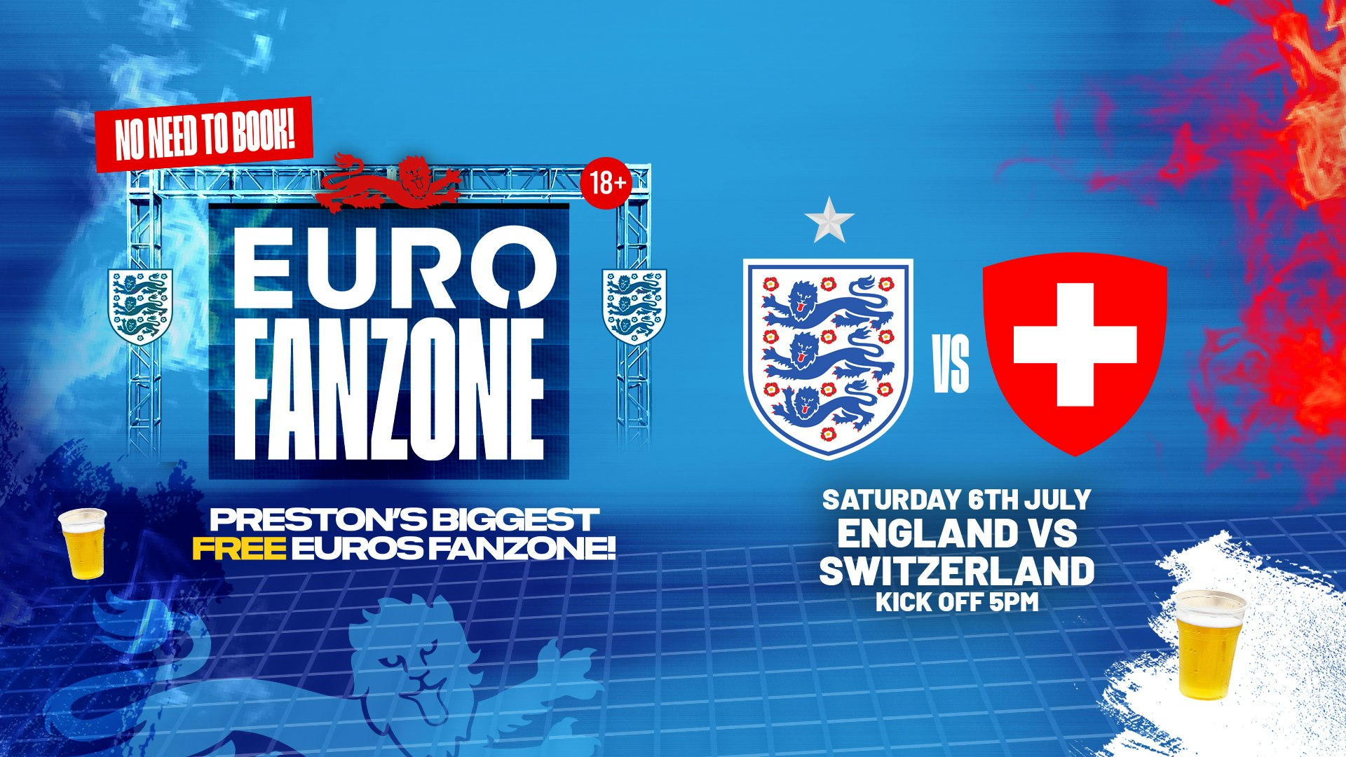 Preston’s Free Euro Fanzone ⚽️ England vs Switzerland