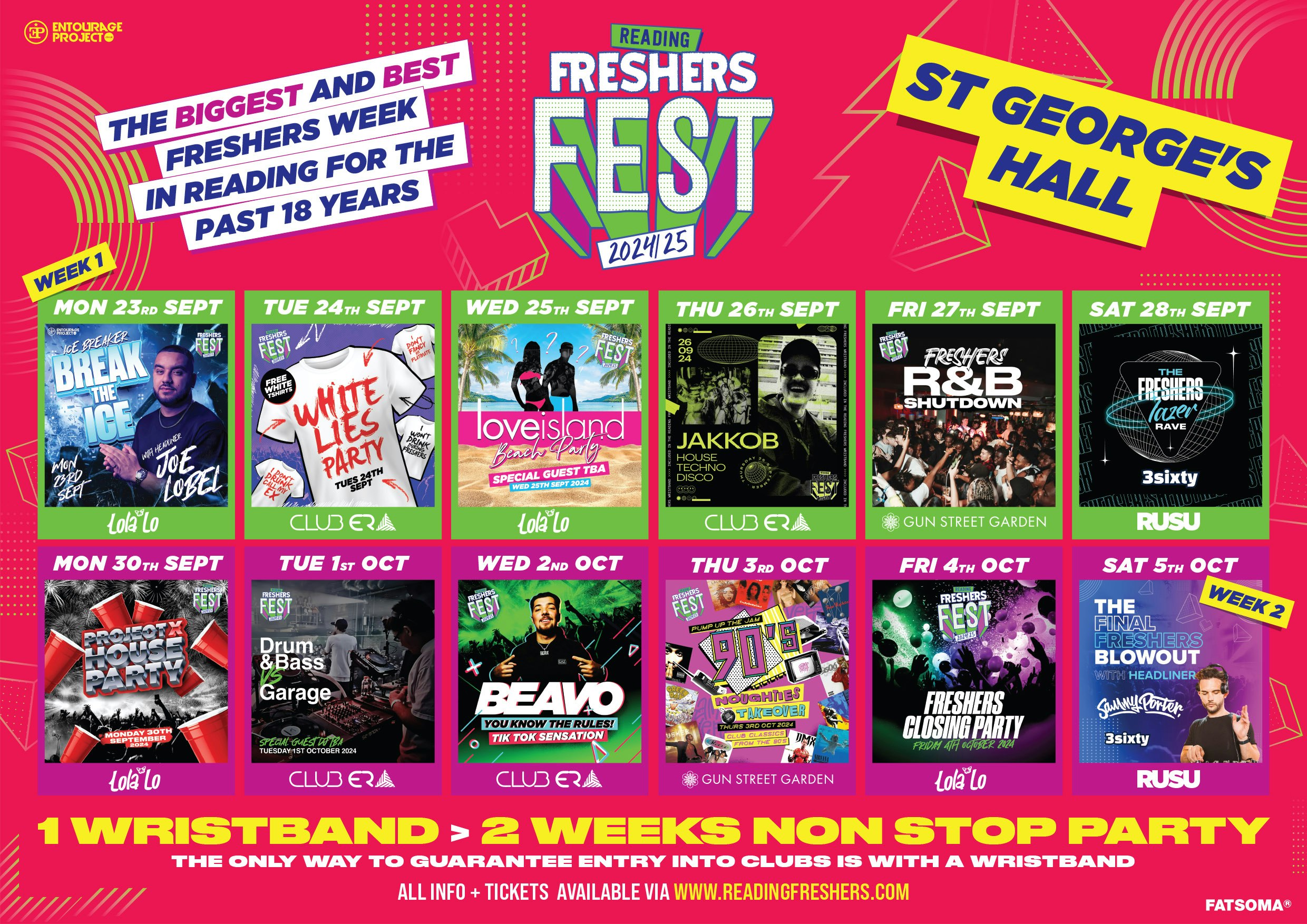 St George’s Halls Full 2 Week Wristband – Freshers Fest 24/25 🎪  FINAL 50 WRISTBANDS