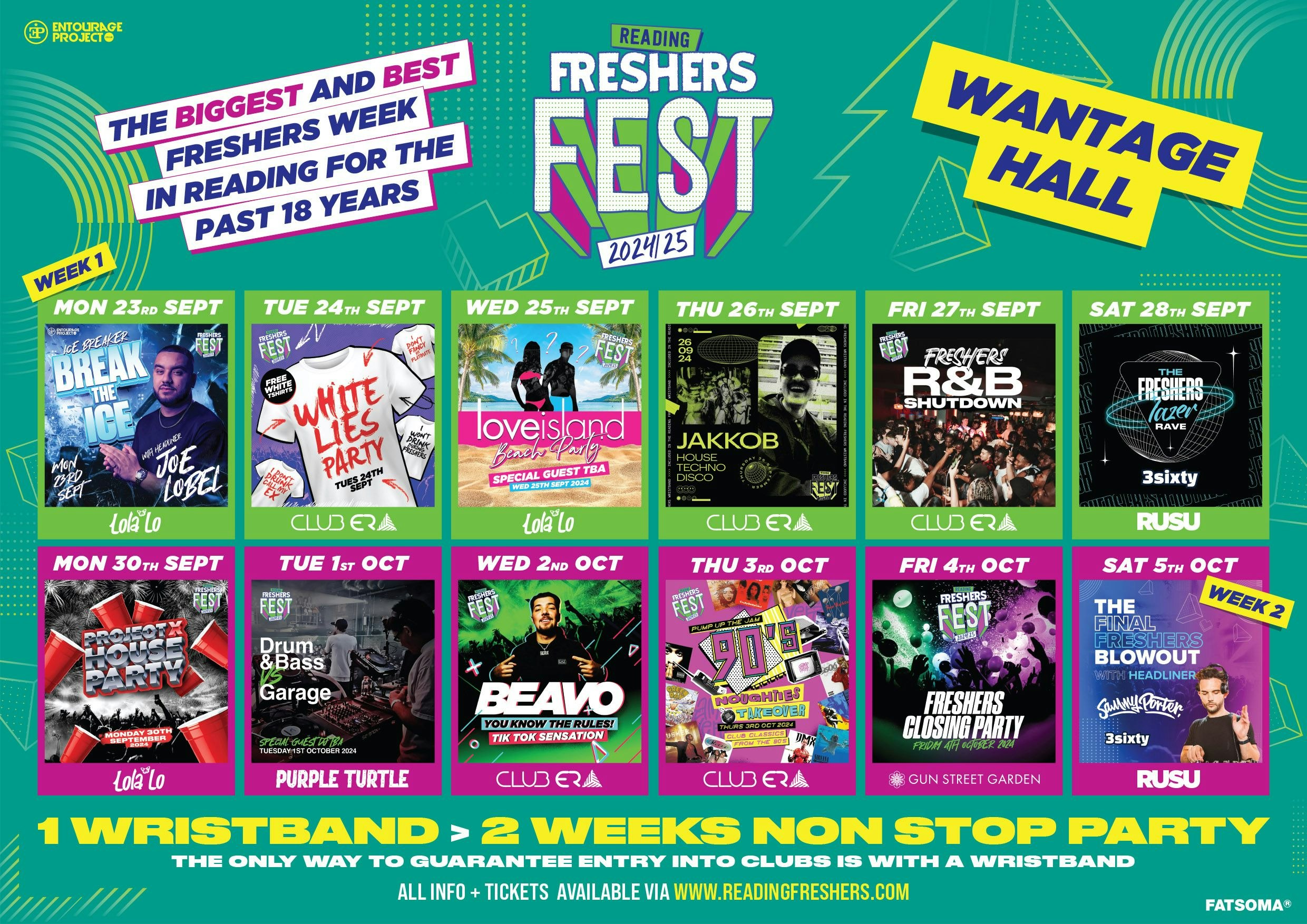 Wantage Halls Reading Freshers Fest 24/25 🎪  FINAL 50 WRISTBANDS