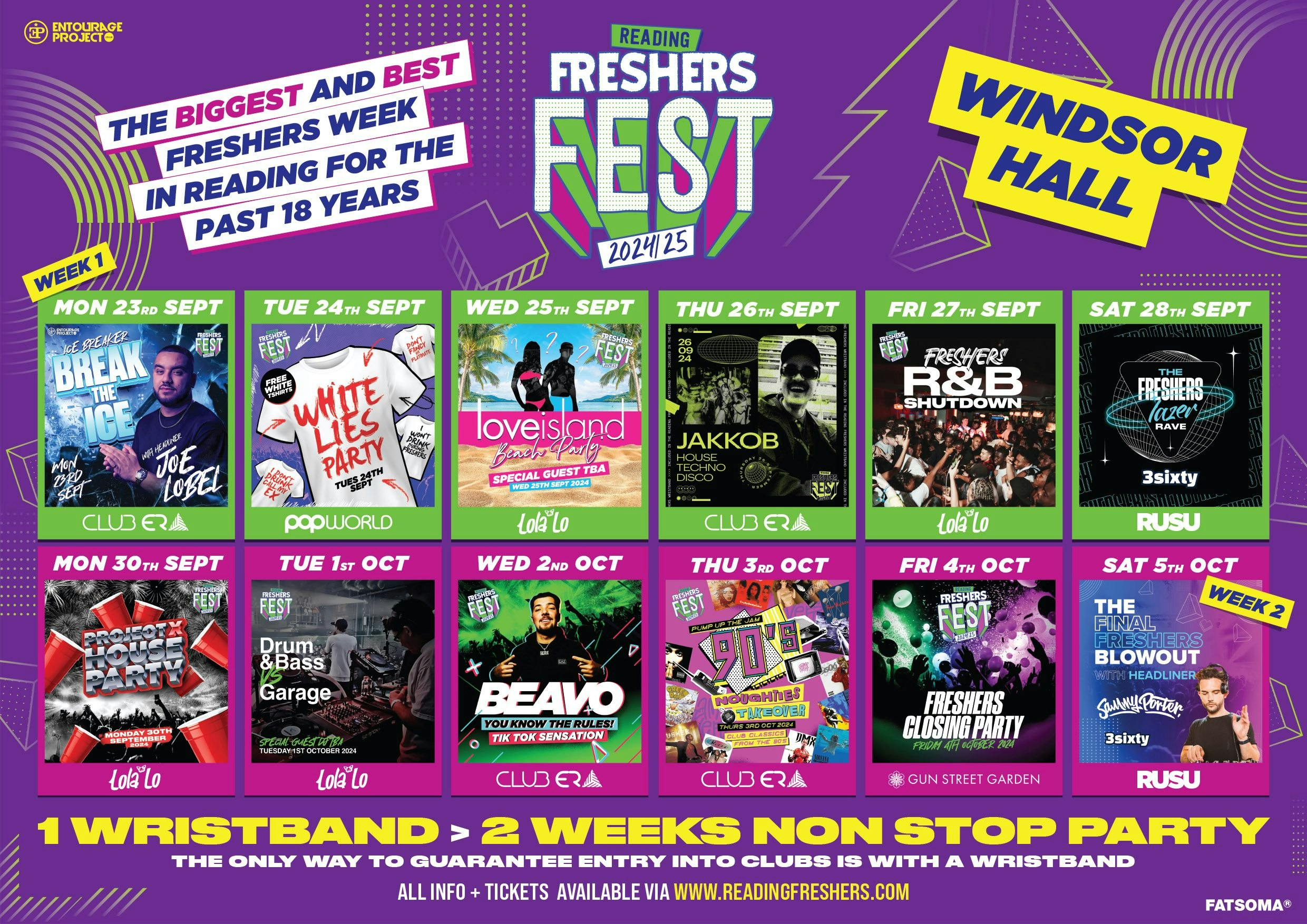 Windsor + Greenow & McCombie Halls Reading Freshers Fest 24/25 🎪 FINAL 50 WRISTBANDS