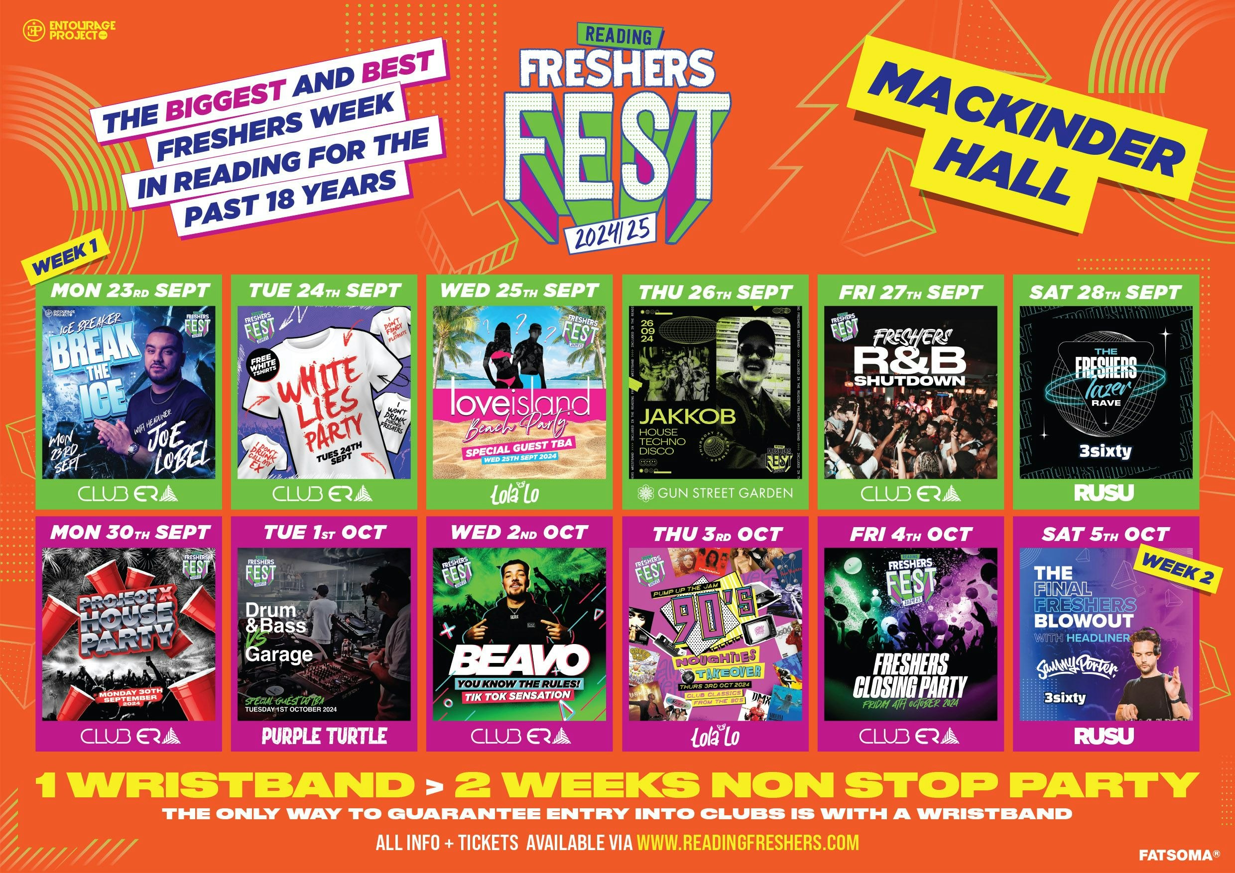 Mackinder Halls + Dunsden Crescent Reading Freshers Fest 24/25 🎪  FINAL 50 WRISTBANDS