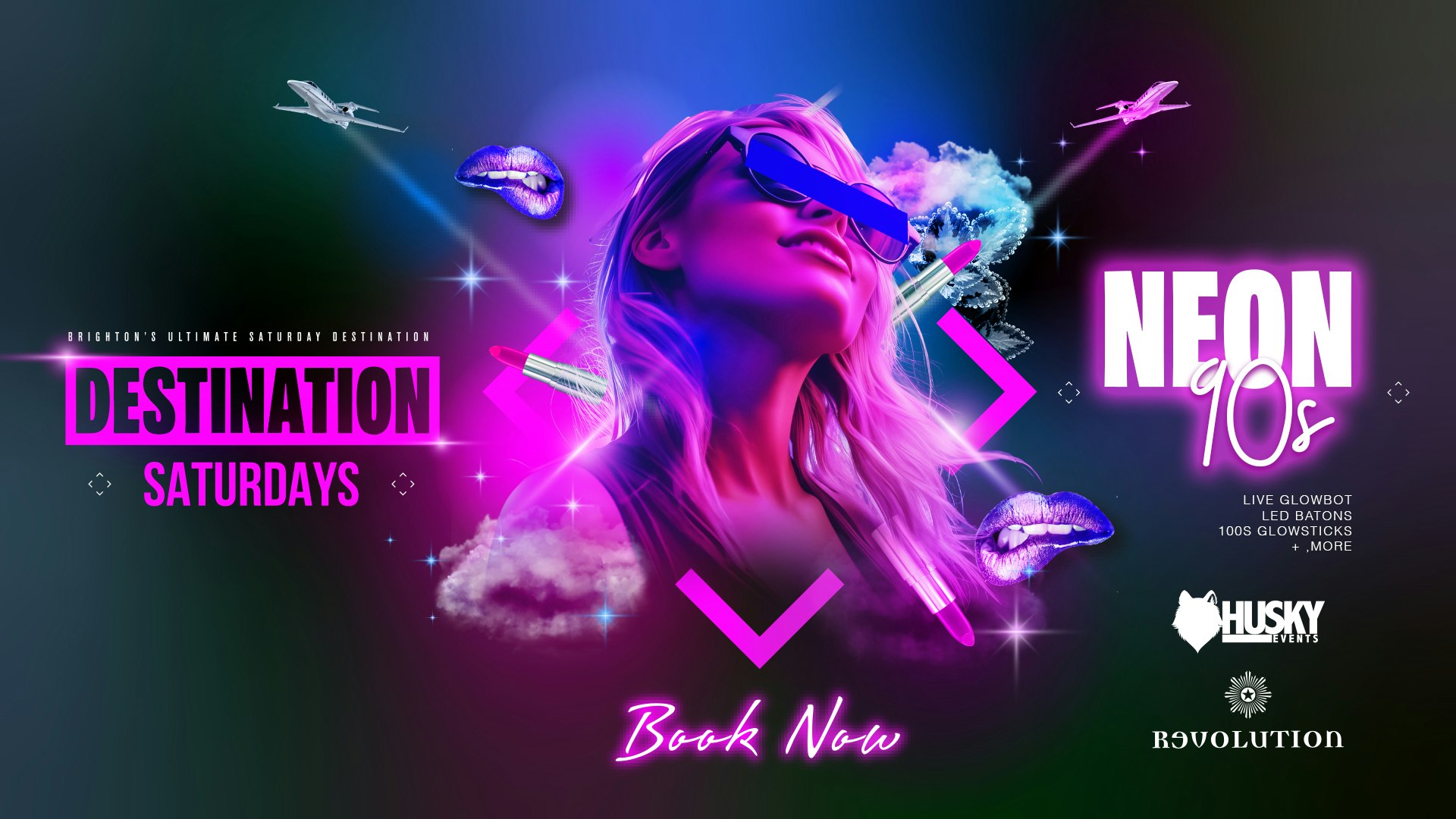 Destination Saturdays x Revolution Brighton ➤ Neon 90s ft. Glowbot ➤ 17.08.2024