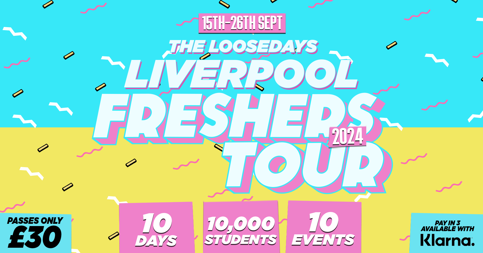 THE LOOSEDAYS LIVERPOOL FRESHERS TOUR 💞🪩 10 DAYS… 10 EVENTS = £3 PER EVENT // INCLUDES FRESHERS FEST, TROPILOCO @ BAABAR, UNIT.90 @ ARTS CLUB & ABBA + MORE!