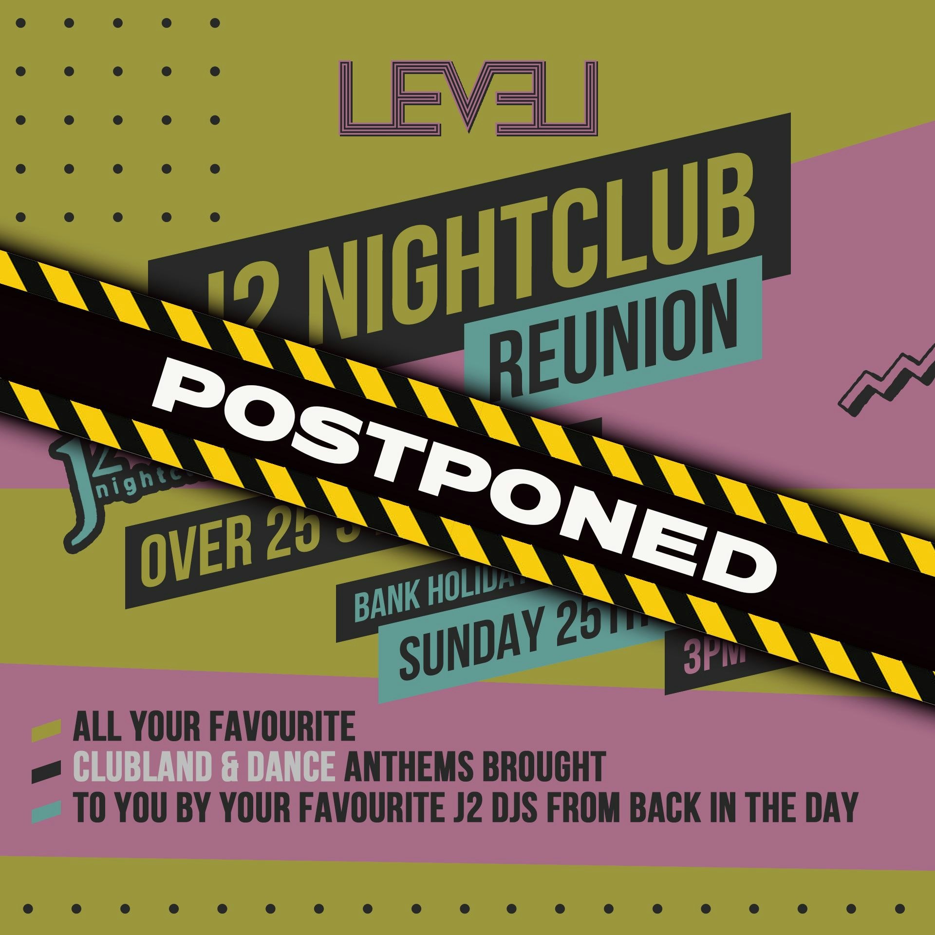 DAY RAVE – J2 Reunion – Over 25’s – Bank Holiday Sunday