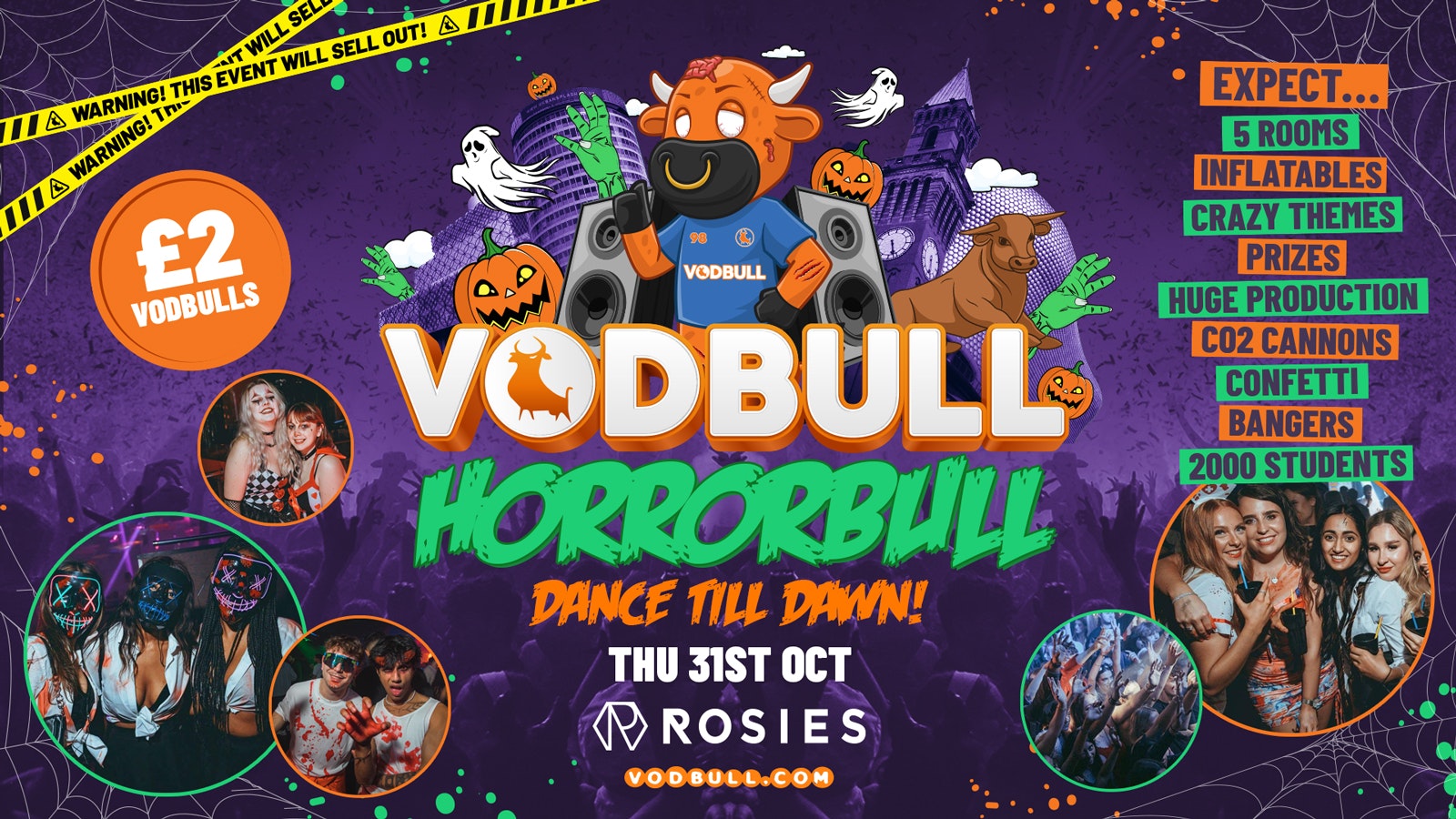 🧡 VODBULL HORRORBULL at ROSIES!! HALLOWEEN PARTY! [⚠️200 SPACES ON THE DOOR FROM 9pm!!⚠️] 🧟‍♀️ 31/10