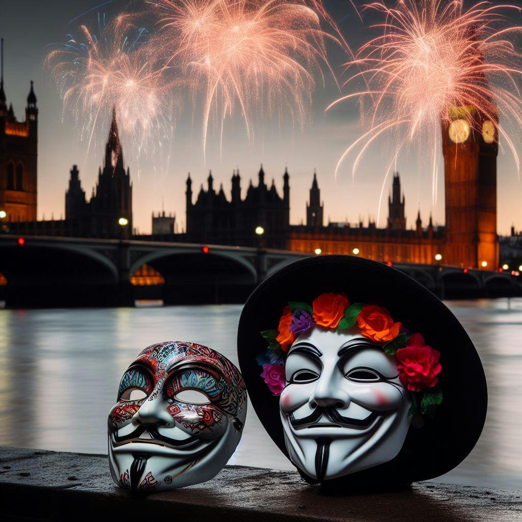 Fireworks on The Thames on Guy Fawkes Night at Westminster Millennium