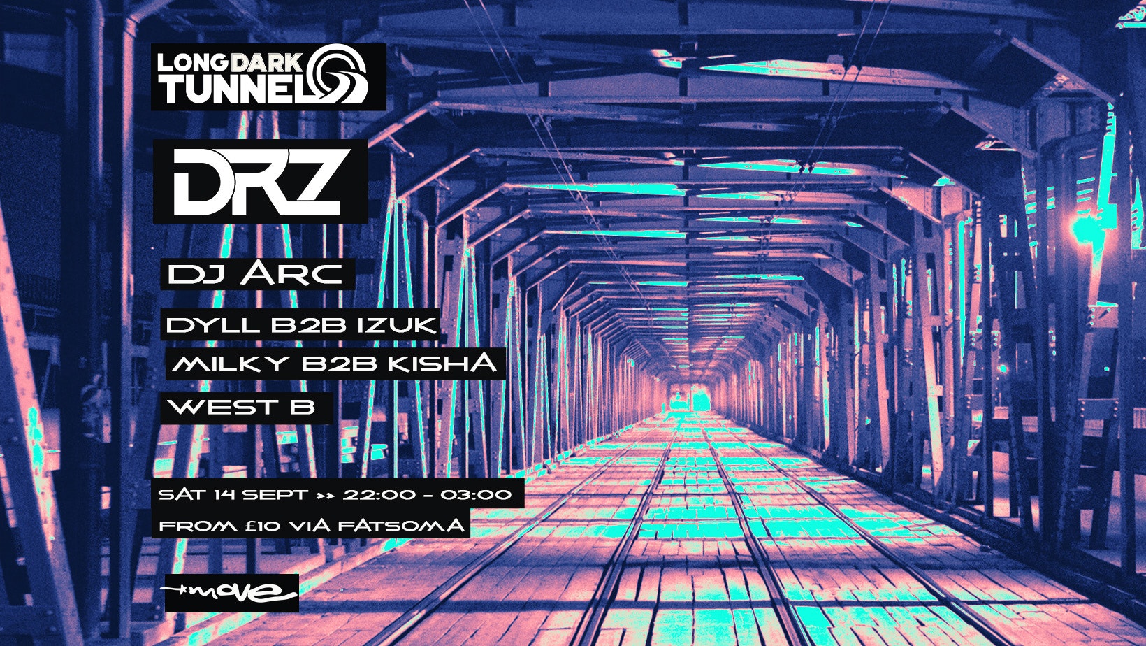 DRZ – DnB – Long Dark Tunnel – Sat 14 Sept – Move – Exeter Quay