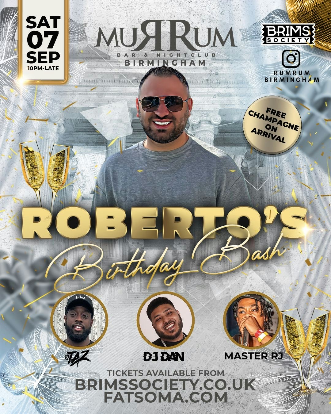 YOU ARE INVITED TO ROBERTO’S BIRTHDAY BASH🎉 – (FREE CHAMPAGNE) DJS TAZ , DJ DAN , DJ RJ 😱🔥 This Saturday