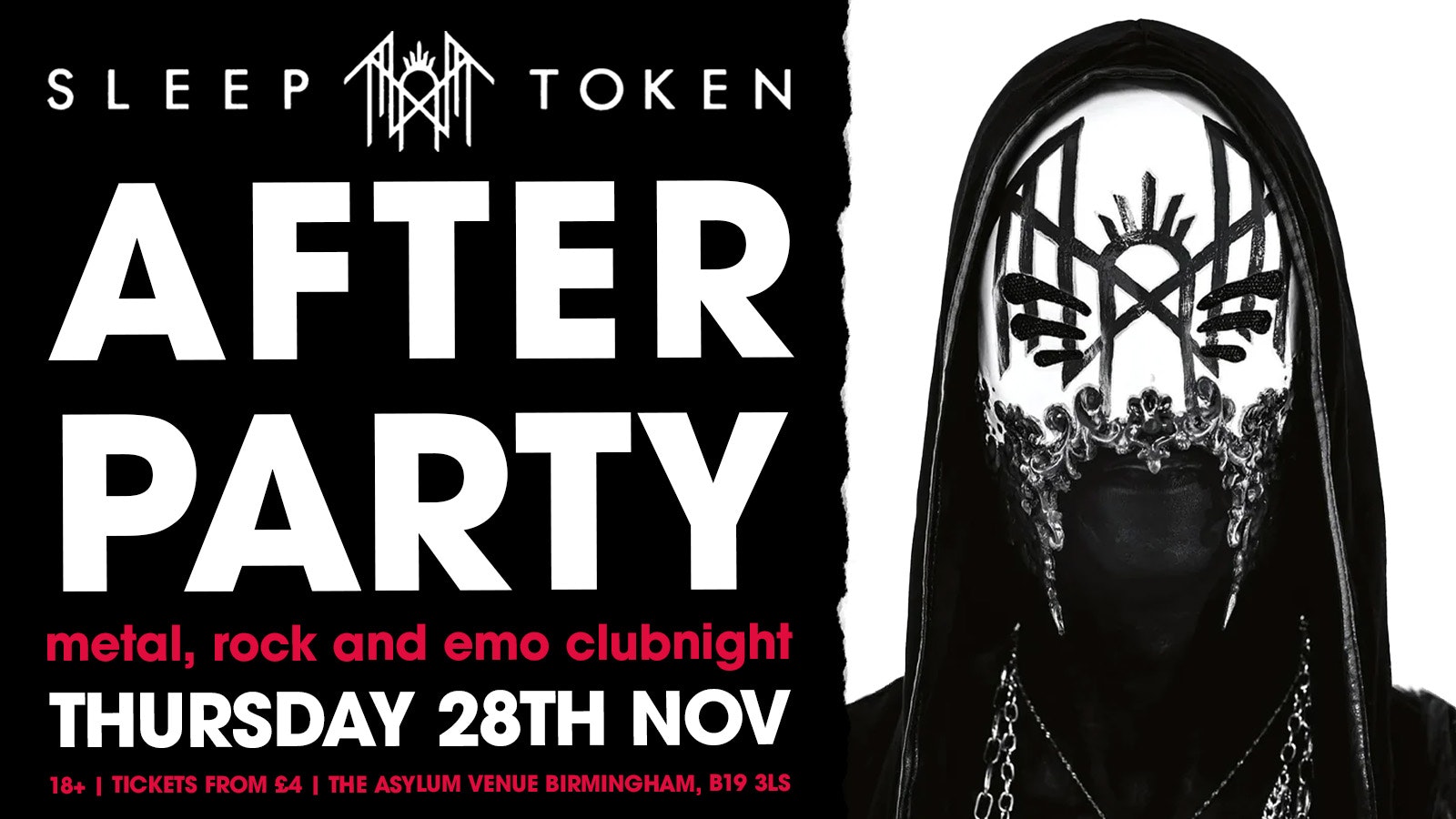 Sleep Token Birmingham After Party: Metal, Rock & Emo Clubnight! (Final Release Tickets now on Sale)