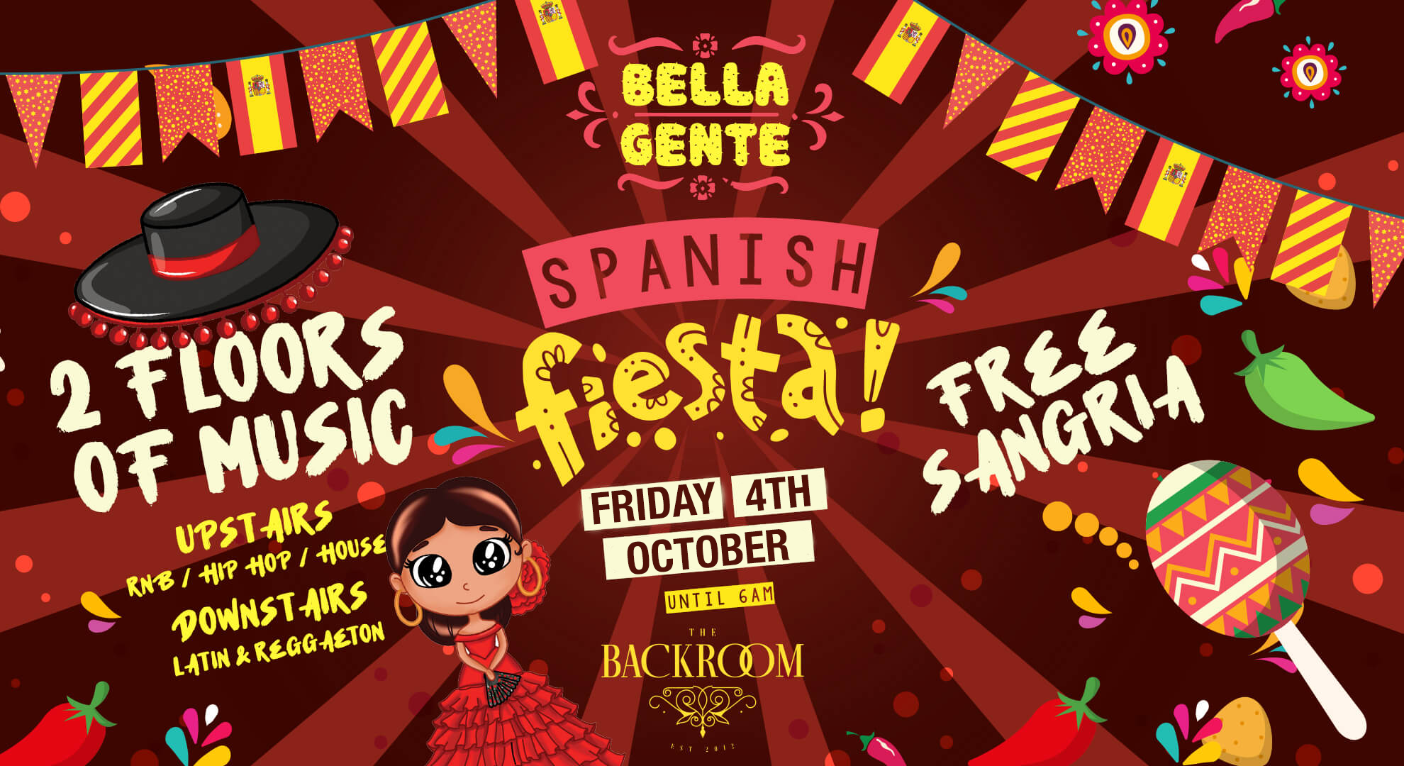 💃 La Fiesta | Bella Gente – Reggaeton vs RnB & Hip Hop @ The Backroom | Friday 4th Oct