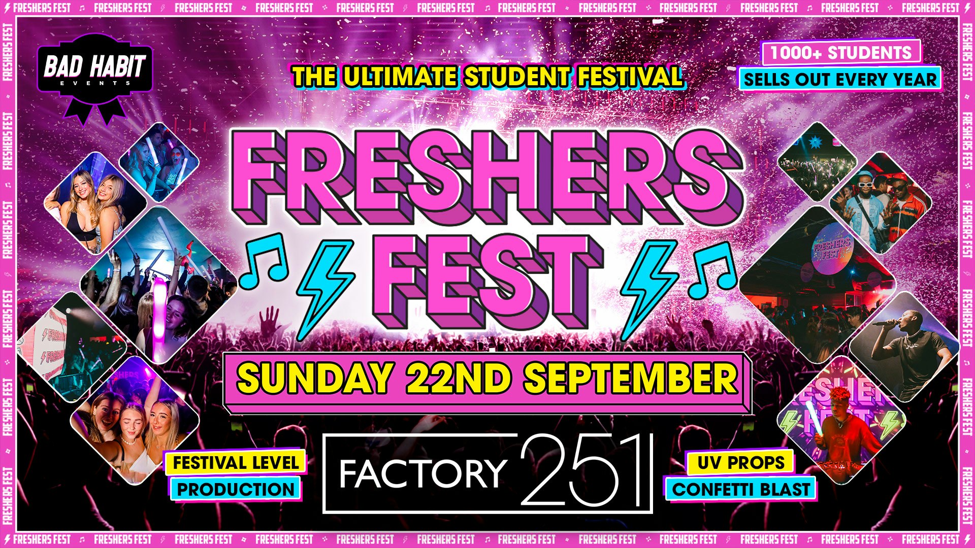 ⚡️ FRESHERS FEST @ FACTORY w UK FESTIVAL DJ’S 🚨 ⚡️ Manchester Freshers Closing Party 🎶