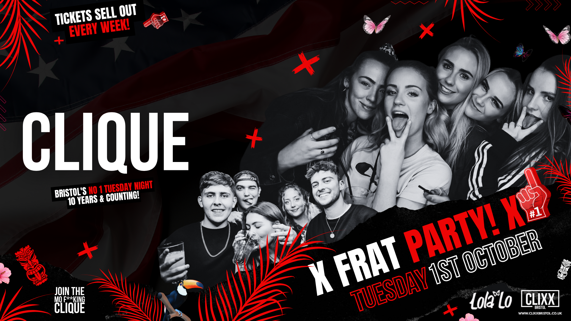 CLIQUE | Frat Party🔥  £1.50 J Bombs 😍 Join The Mo F**king Clique