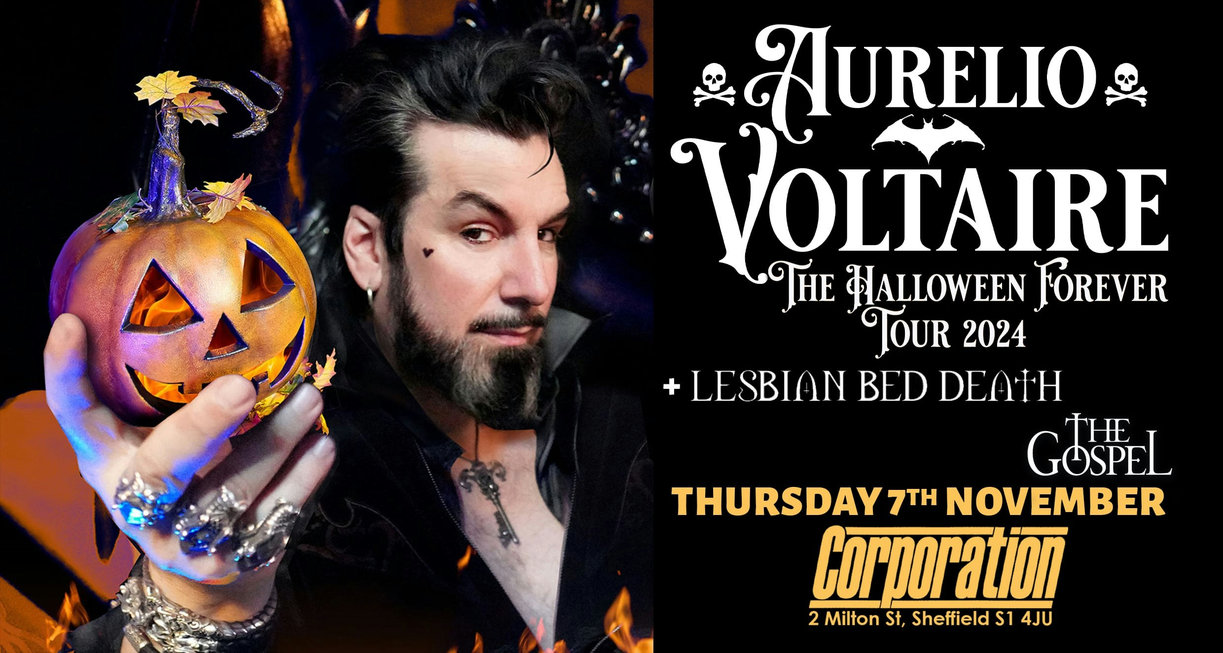 AURELIO VOLTAIRE – The Halloween Forever UK Tour 2024 + Lesbian Bed Death & The Gospel