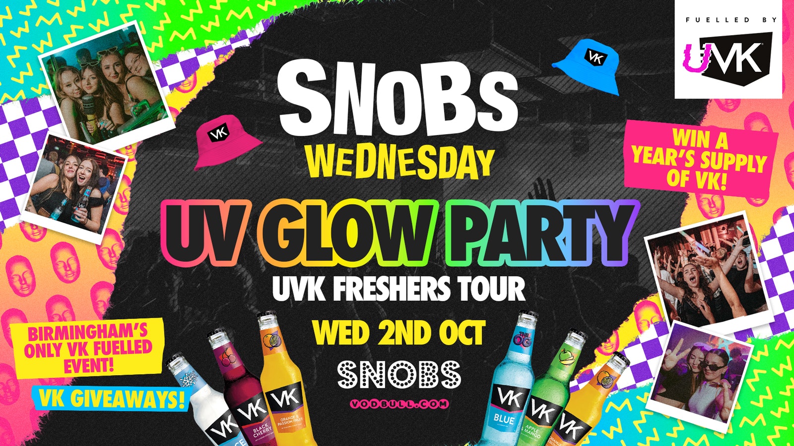 🎶 SNOBS WEDNESDAY!!🎶 [⚠️TONIGHT⚠️] UVK GLOW PARTY ⚠️ 🚨FREE SHOT WITH EVERY TICKET🚨02/10