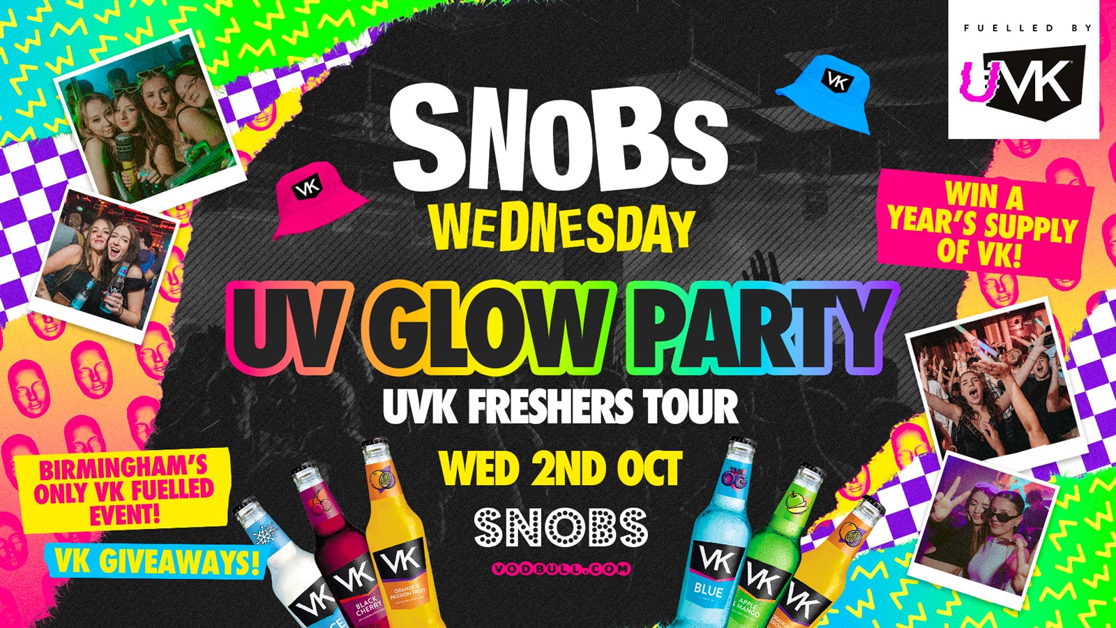 🎶 SNOBS WEDNESDAY!!🎶 [⚠️TONIGHT⚠️] UVK GLOW PARTY ⚠️ 🚨FREE SHOT WITH EVERY TICKET🚨02/10