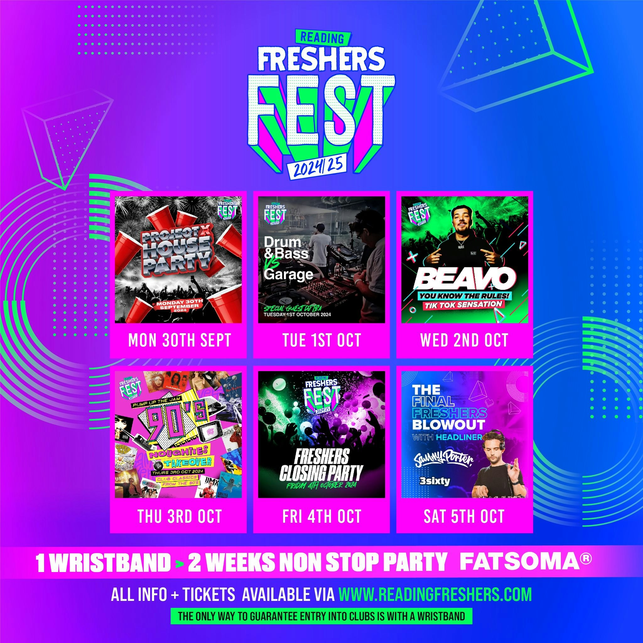 Reading Freshers Fest 24/25 – Week 2 Wristband 🎪