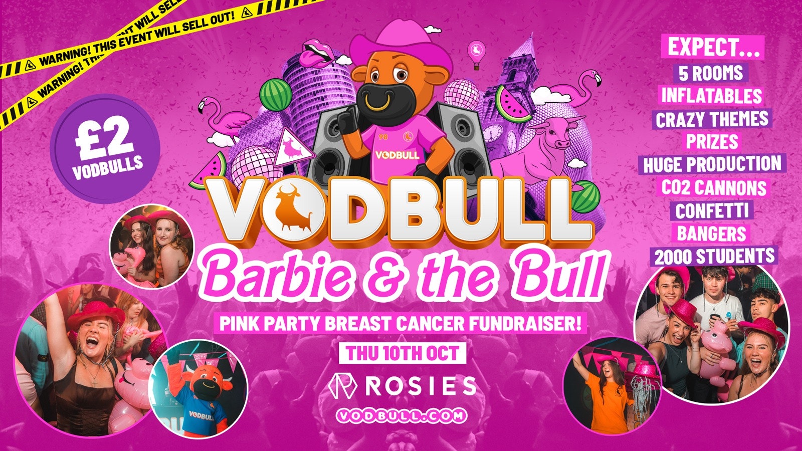 🧡 VODBULL at ROSIES!! [FINAL TIX!!] 🩷 VODBULL Bull PINK PARTY 10/10 🩷