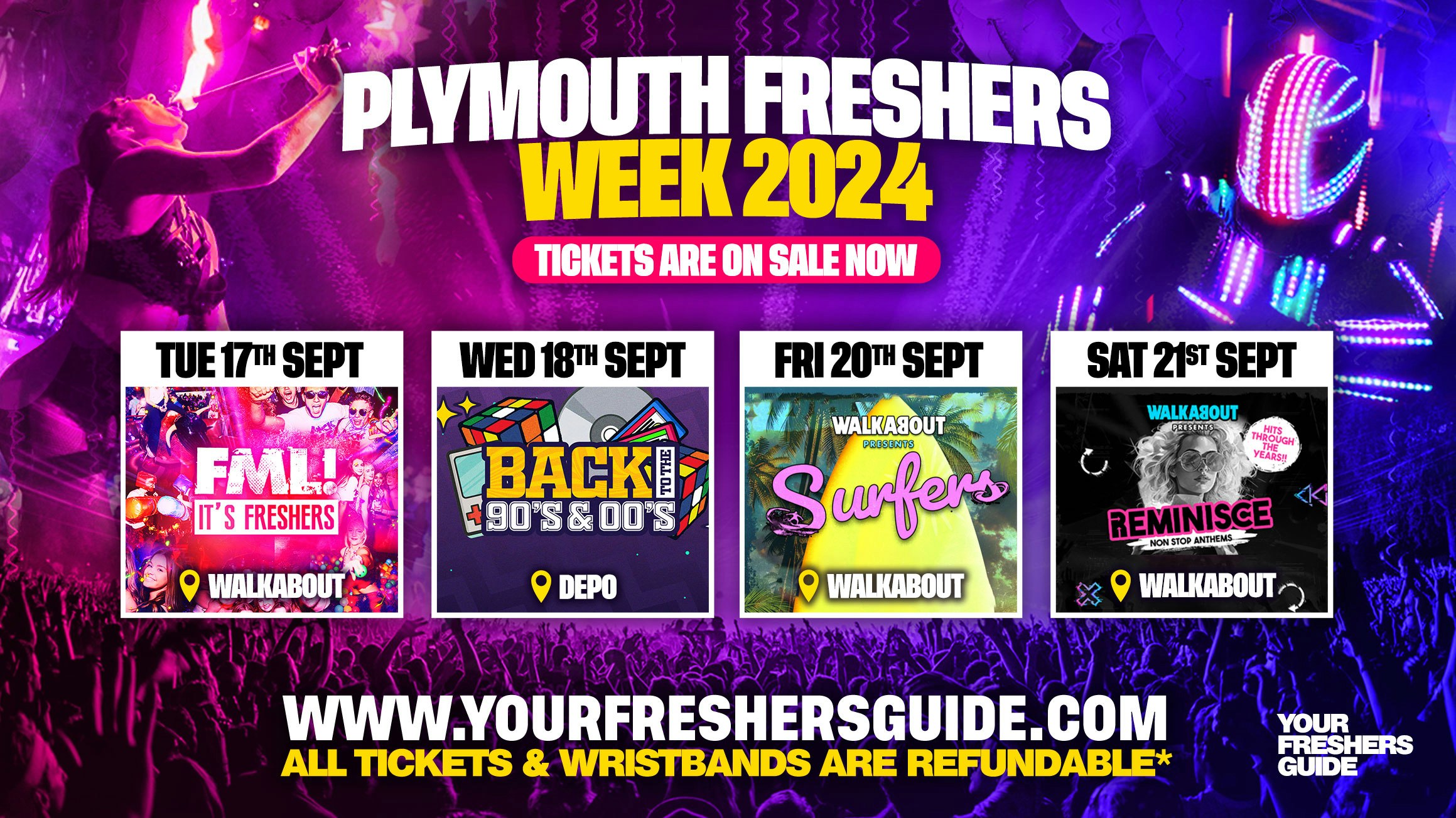 Plymouth Freshers Week Wristband 2024 The Biggest Events of Plymouth
