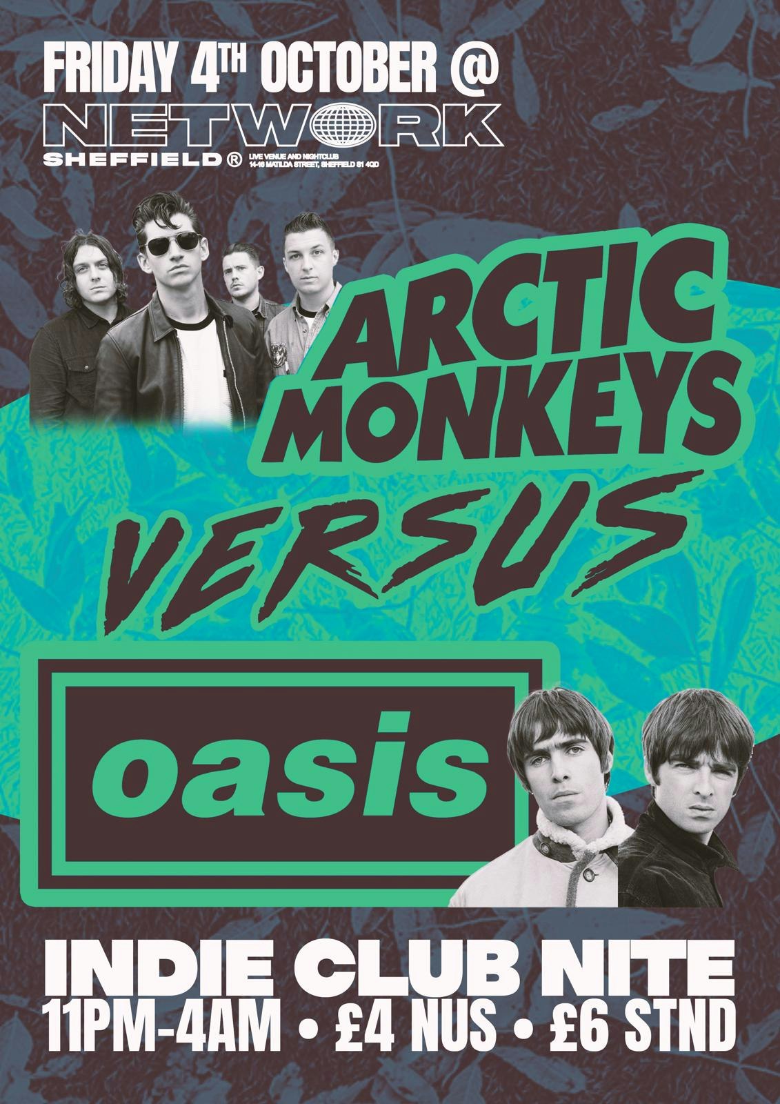 Arctic Monkeys vs Oasis indie club night