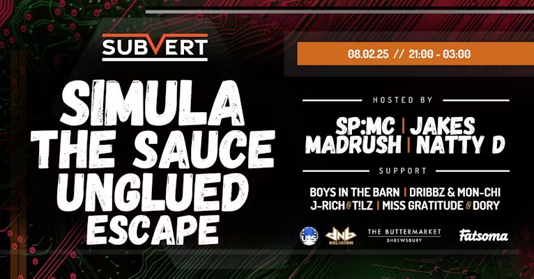 Subvert & DnB Religion Present Simula, The Sauce, Unglued & More