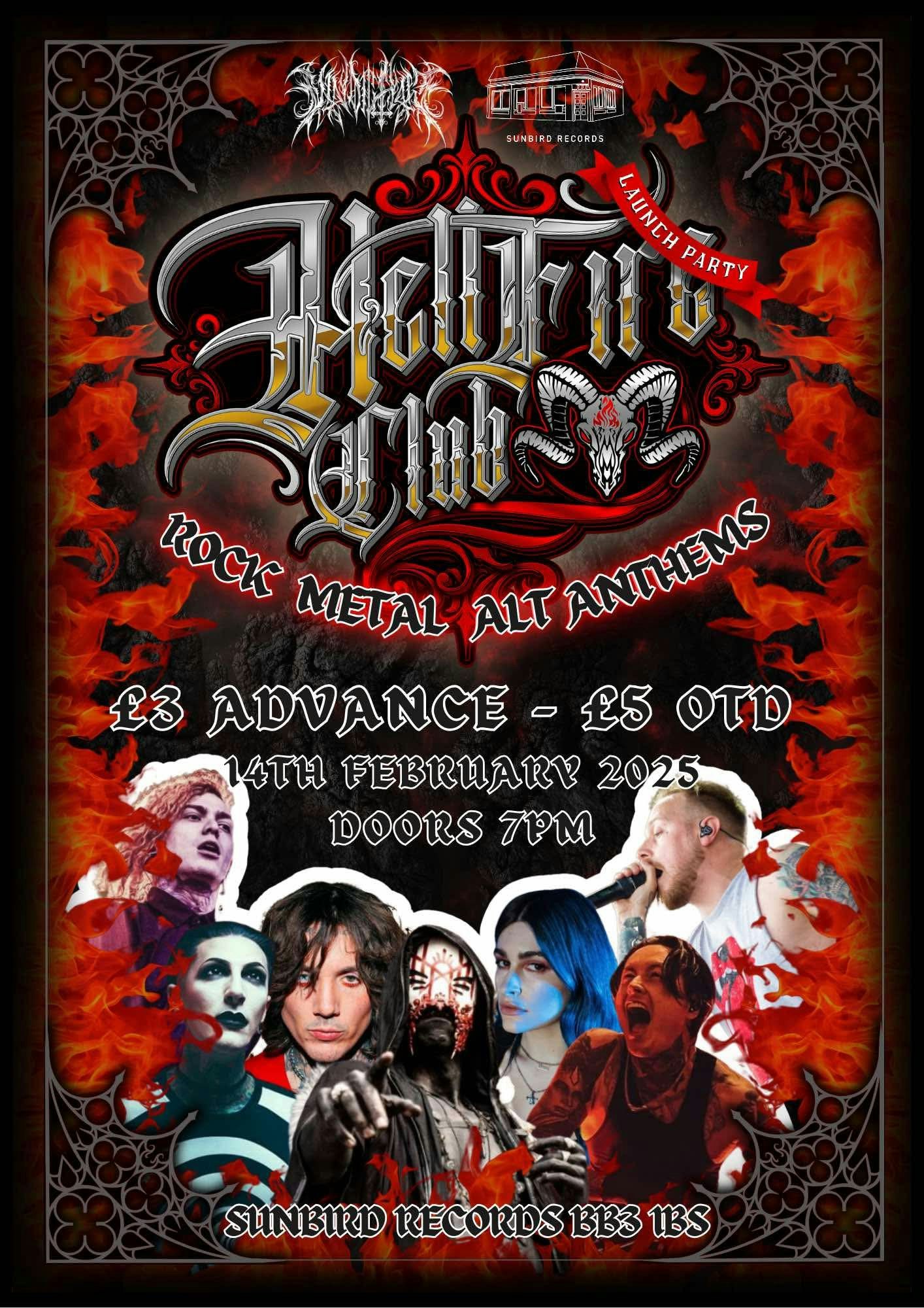 Hellfire Club – Rock & Metal Valentine’s Club Night | 14th February 2025 Sunbird Records