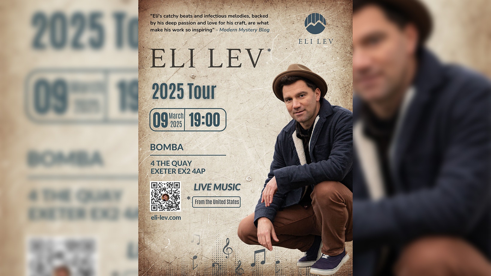 ELI LEV LIVE – Indie Folk – Sun 09 March – Bomba – Exeter