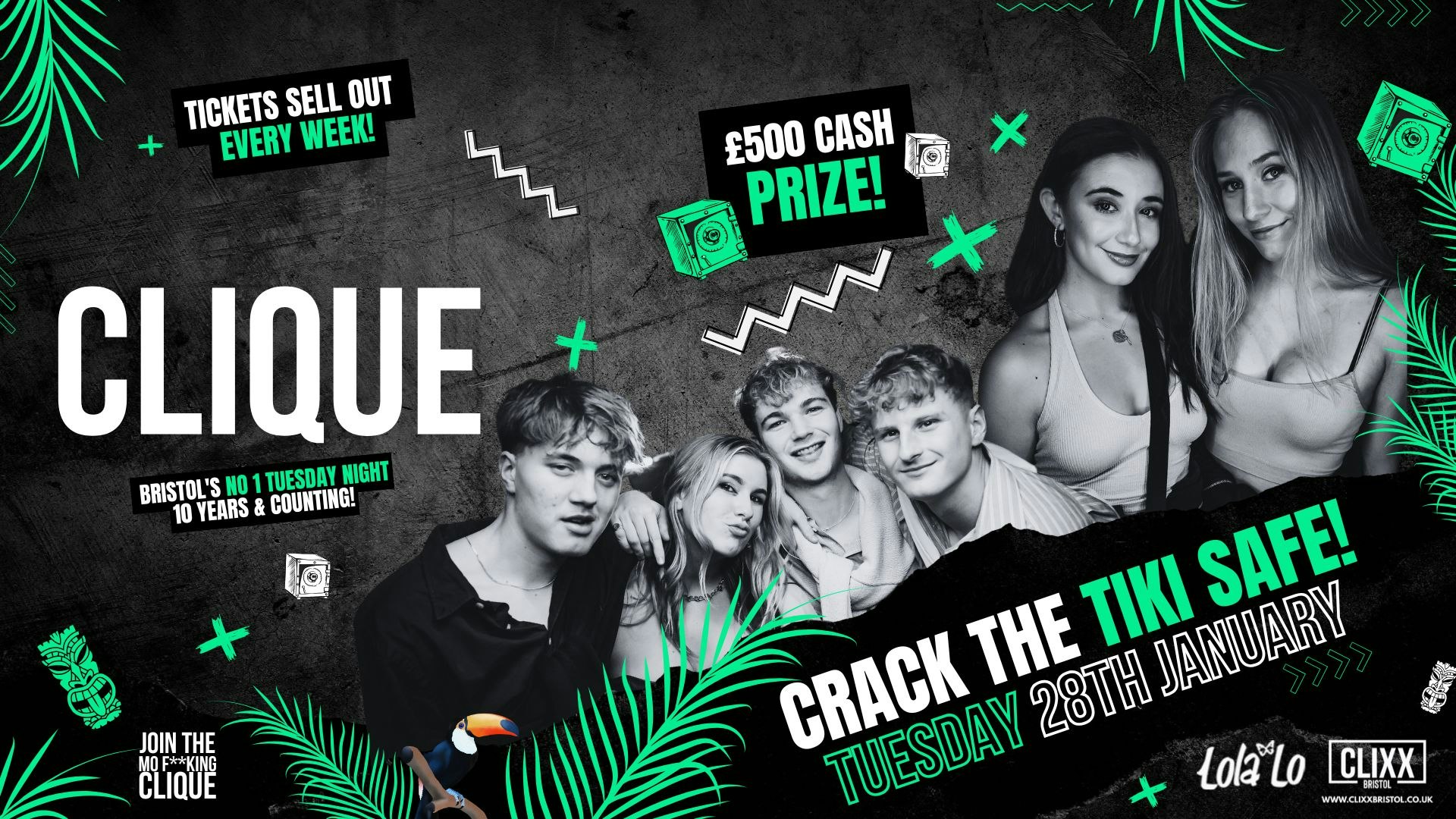 CLIQUE | Crack The Tiki Safe – £500 Cash Prize🔥  Join The Mo F**king Clique