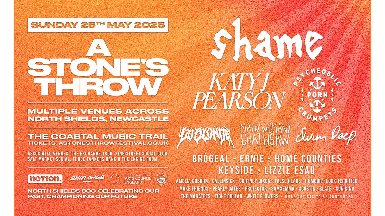 A Stone’s Throw 2025 ft. Shame, Katy J Pearson, Psychedelic Porn Crumpets + many more