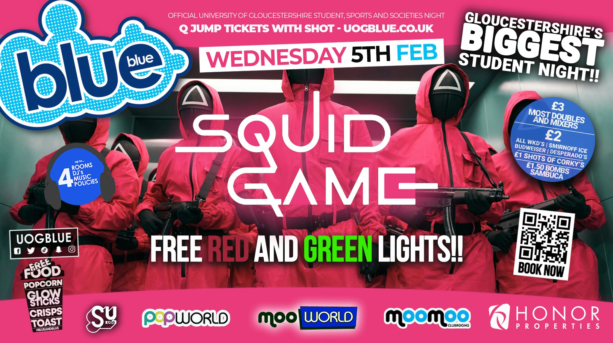 Blue and Blue Wednesdays | 🔺🦑 Squid Games Takeover! 🦑🔺Gloucestershire’s Biggest Student Night!