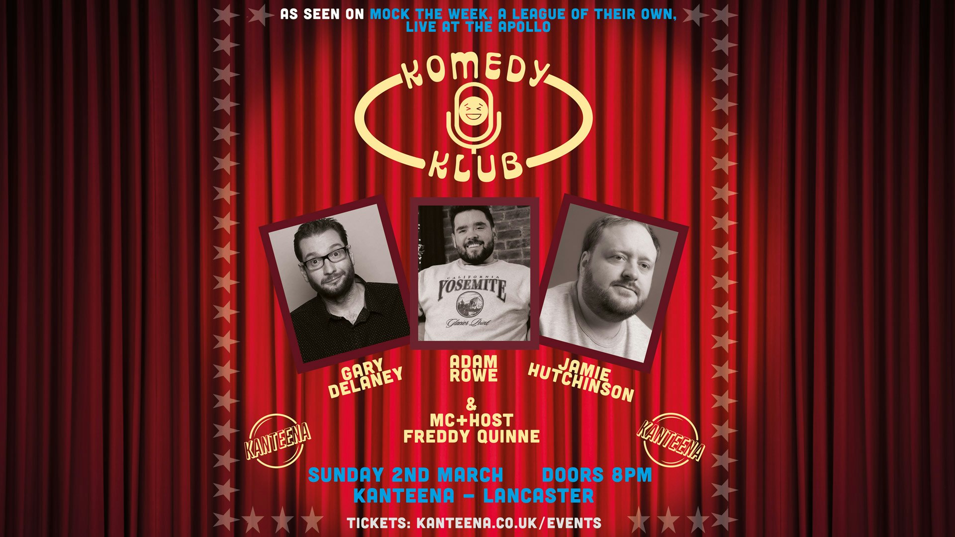 Komedy Klub // Adam Rowe, Jamie Hutchinson, Gary Delany, Freddy Quinne