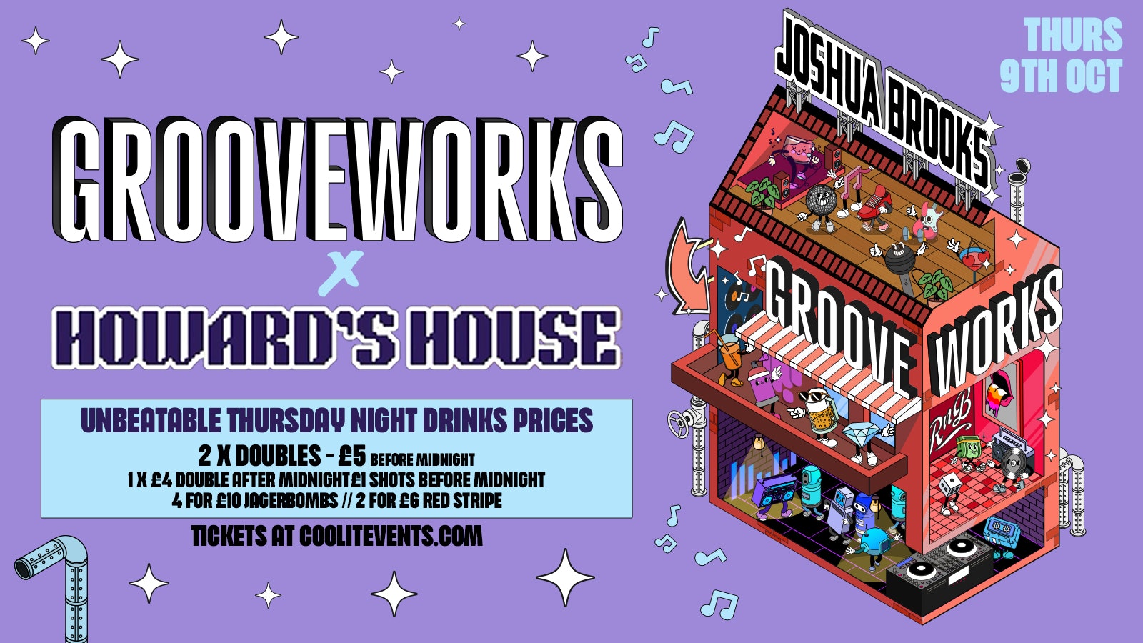 GROOVEWORKS x HOWARDS HOUSE SPECIAL🪅🎶🪩  THURSDAY NIGHTS AT JOSHUA BROOKS