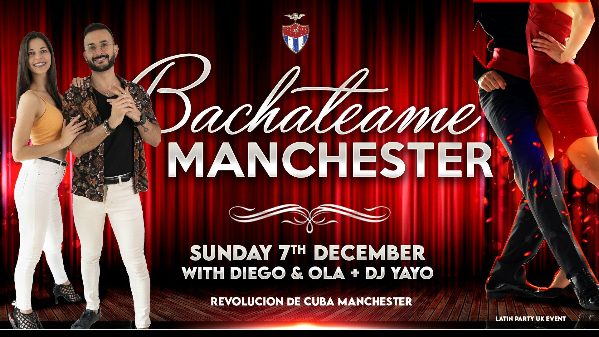 Bachateame Manchester with Diego & Ola  – Sunday 7th December | Revolution de Cuba