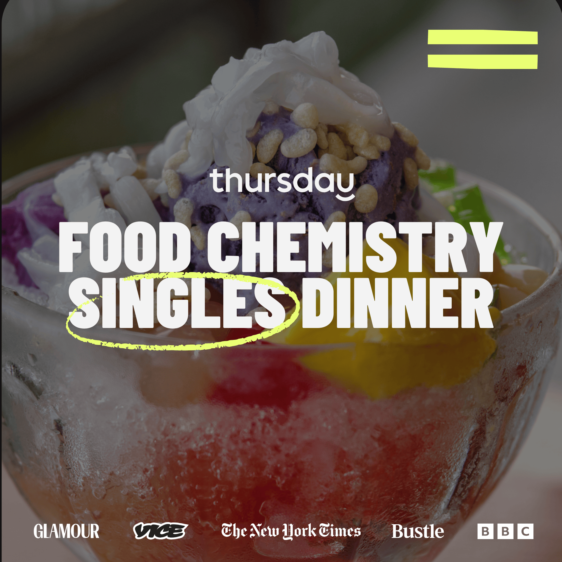 Wednesday | Food Chemistry Singles Dinner (35-45) | Midtown NYC