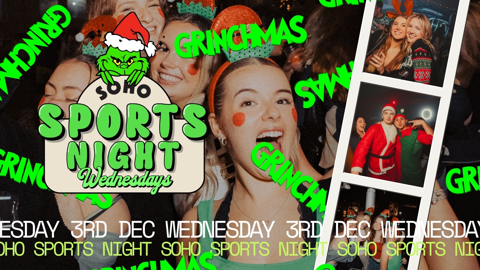 Your Official Soho Sports Night Grinch Edition | Wednesday 3rd December | Soho Rooms Newcastle