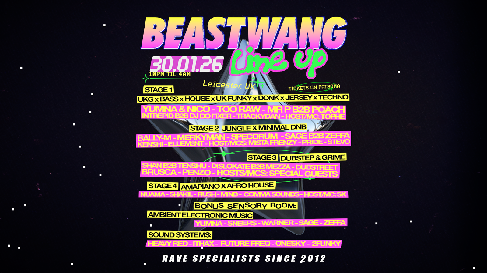 BEASTWANG INDOOR FESTIVAL – 30.01.26 – LEICESTERS BIGGEST MULTI-GENRE RAVE