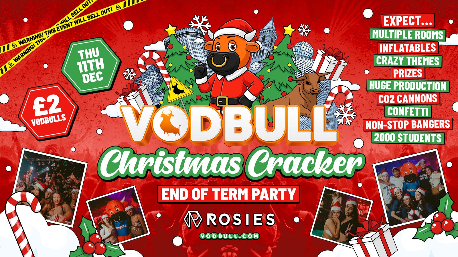 VODBULL CHRISTMAS CRACKER at ROSIES!! ⚠️[200 SPACES ON THE DOOR FROM 11PM!]⚠️💥11/12