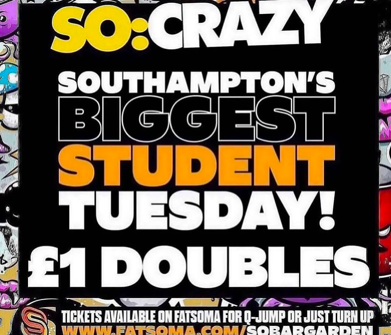 SO:CRAZY - EVERY TUESDAY - 11th November 2025 - £1 DOUBLES ALL NIGHT ...