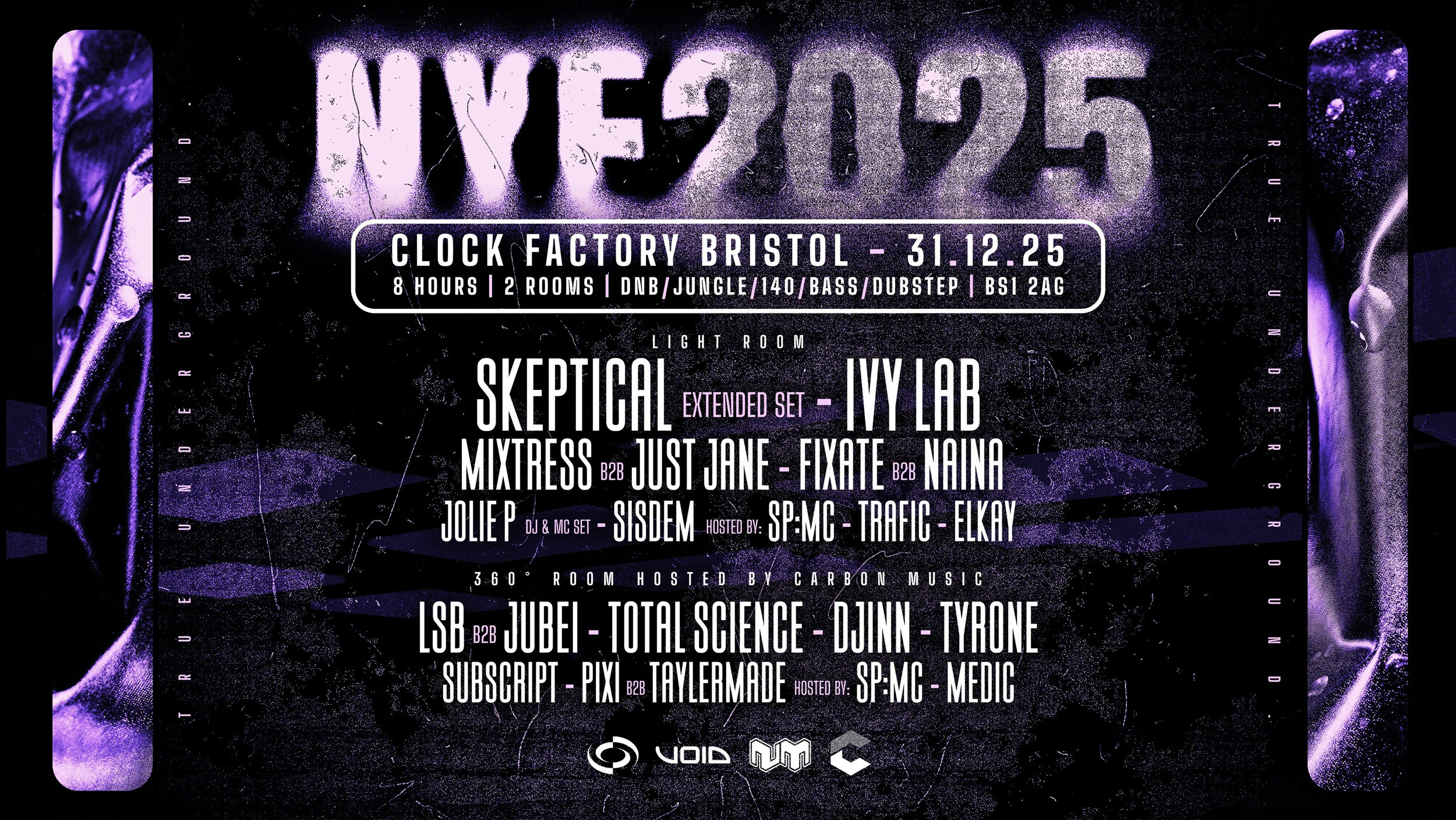Clock Factory Bristol NYE • TRUE UNDERGROUND ft. Skeptical, Ivy Lab, LSB & More