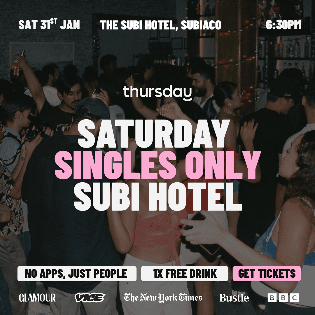 Saturday | Singles Night With Free Drink | Subiaco Hotel (All Ages)