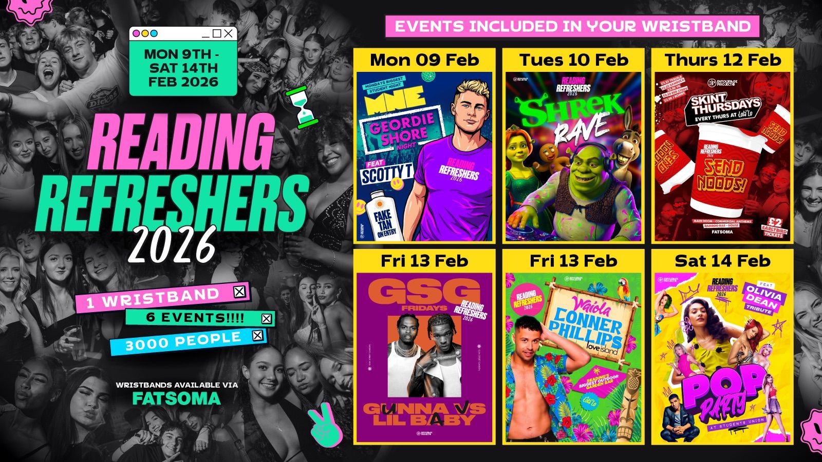 READING RE-FRESHERS WEEK 2026 (1 WRISTBAND = 6 EVENTS) 💥