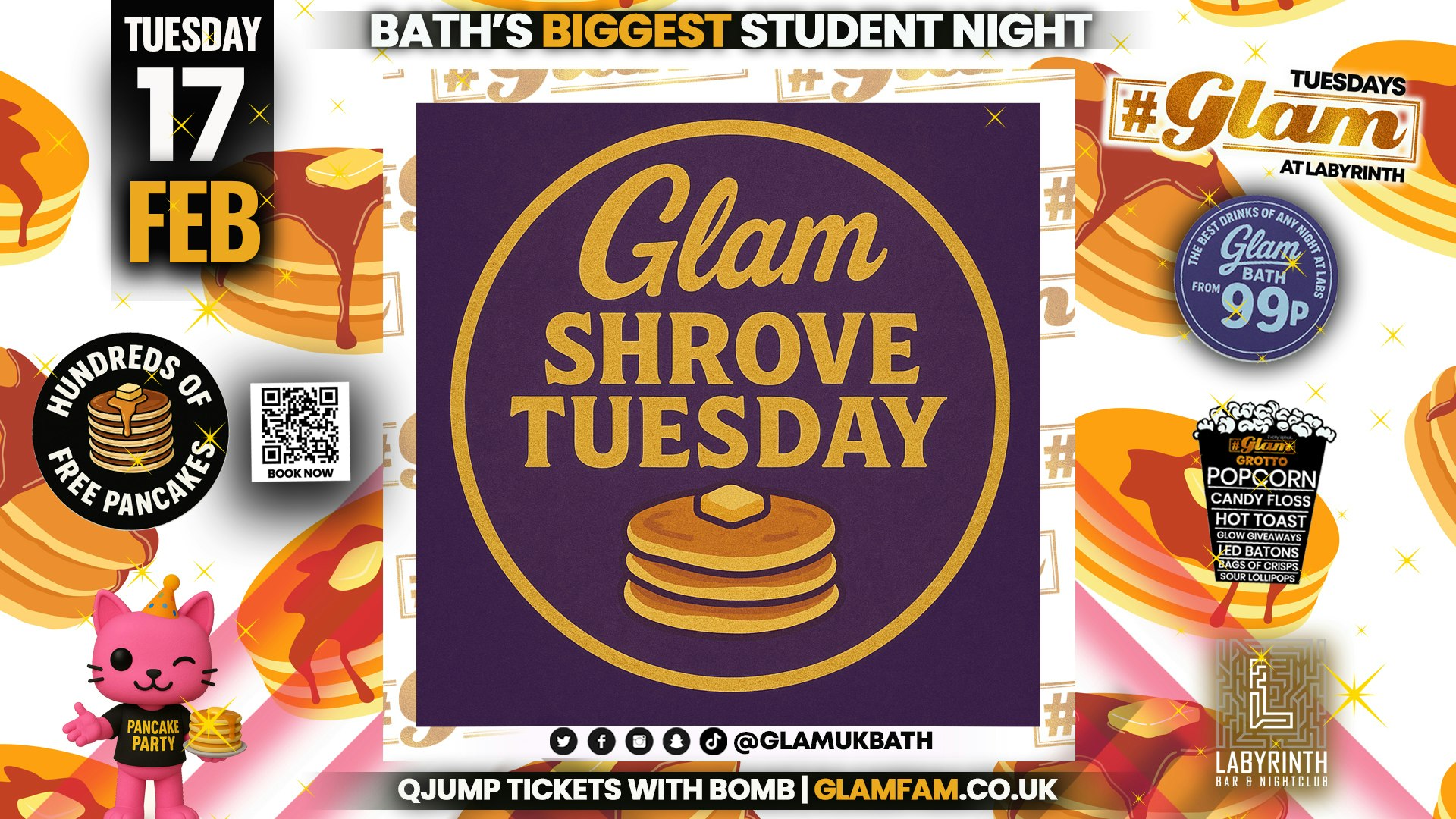 Glam – 🥞 SHROVE TUESDAY! 🥞 Bath’s Wildest Student Night!! | Tickets and Drinks from 99p!‼️Every Tuesday at Labyrinth 😻