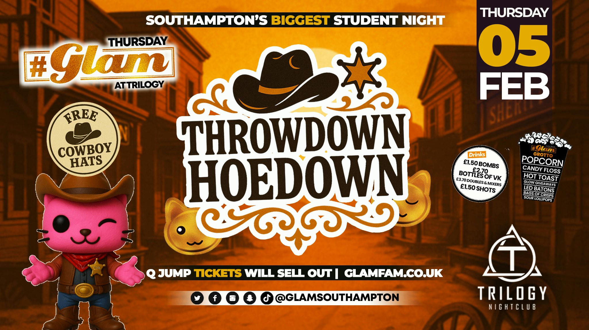 Glam Thursdays | 🤠 THROWDOWN HOEDOWN!! 🤠 Southampton’s Best Student Night 😻