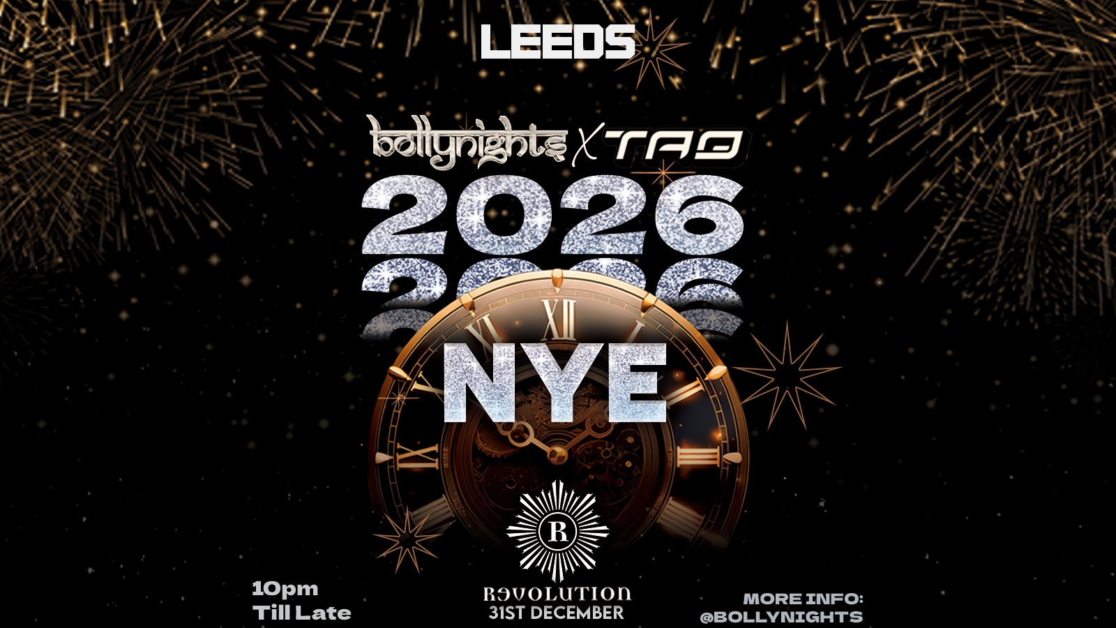 Leeds Bollynights  – New Years Eve 2026 | Wednesday 31st December | Revolution