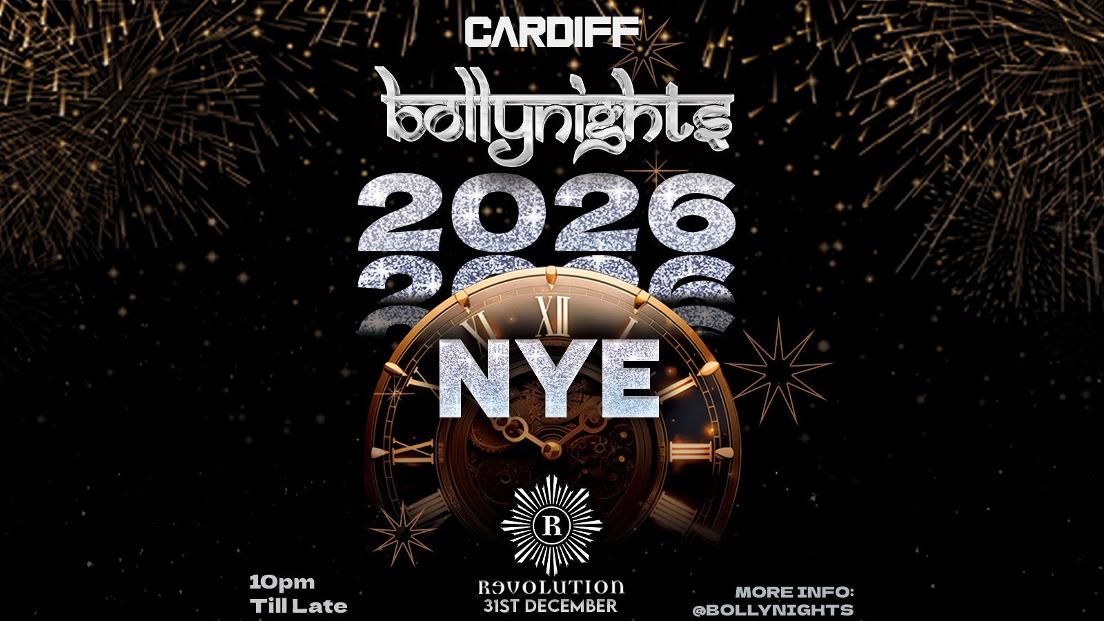 Cardiff Bollynights – New Years Eve 2026 | Wednesday 31st December | Revolution Cardiff